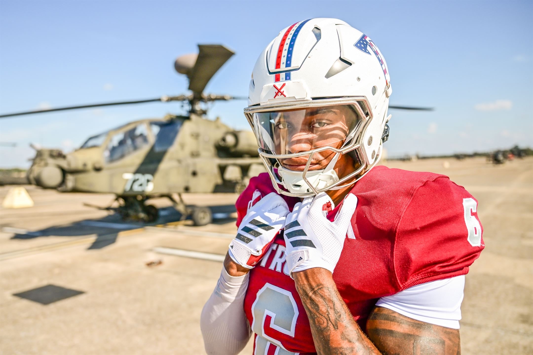Justin Powe — helmet portrait, military aircraft